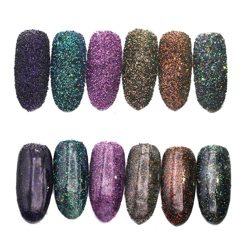 6 цветов/партия Звездный пигмент для дизайна ногтей с платиновыми блестящими