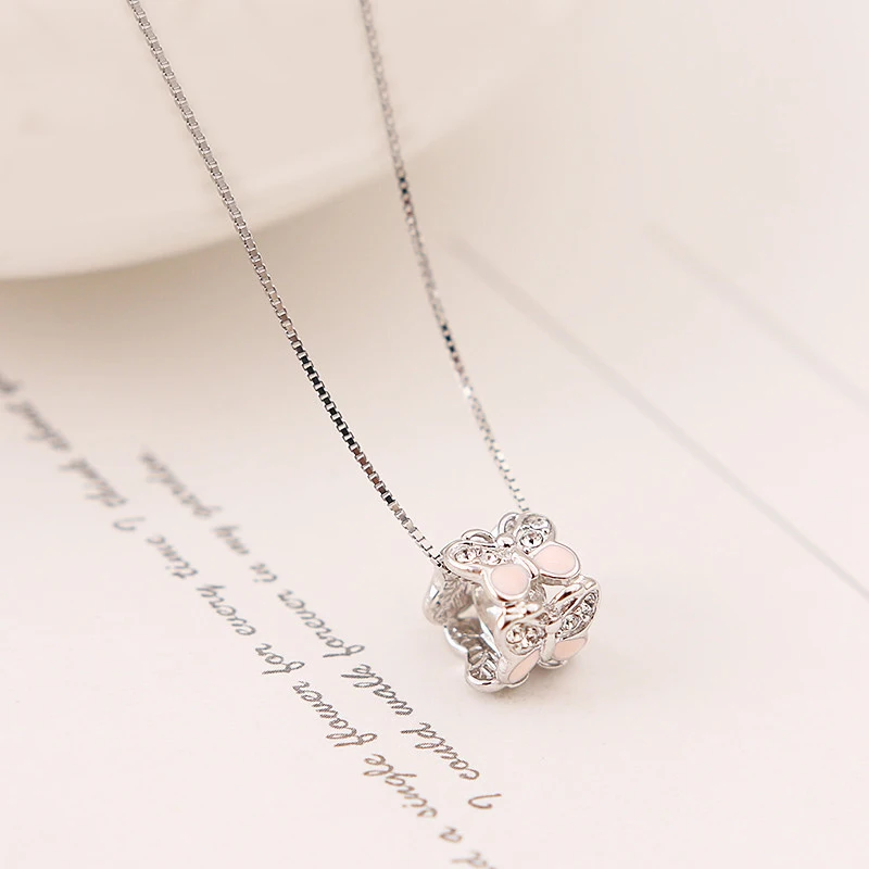 Новый 100% 925 стерлингового серебра бисера браслеты с подвесками в виде бабочки со