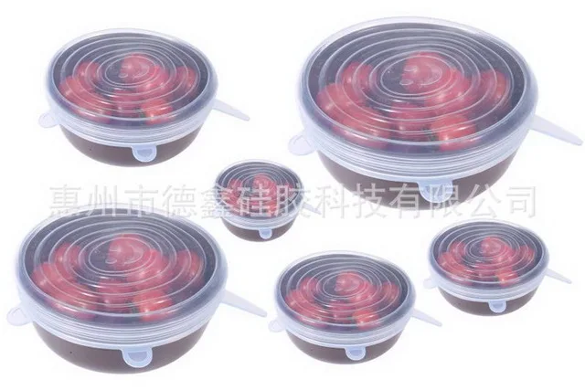 by dhl 100set Reusable 6Pcs/ Set Universal Silicone Saran Wrap Cover Lids Food Bowl Pot Stretch Kitchen Vacuum Seal Bowls | Дом и сад