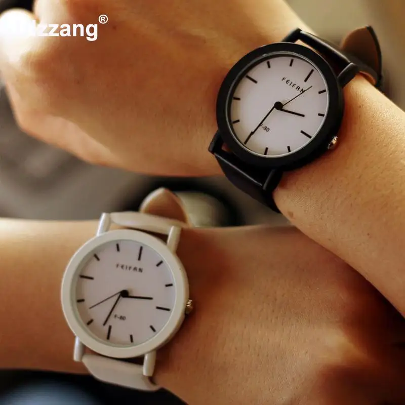 Повседневные модные черные и белые кварцевые кожаные Наручные часы FEIFAN подарок