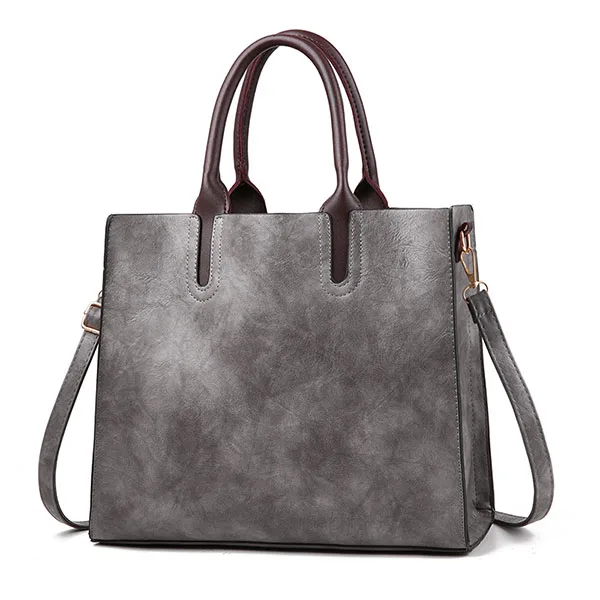 Gray Hand Bag LANZHIXIN, известный дизайнер, сумки, кожаные женские сумки, большая вместительность, винтажные ручные сумки с верхней ручкой, одноцветные женские сумки на плечо - Цвет: Gray Hand Bag