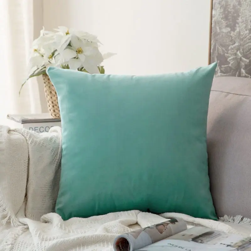 Teal Green 1 шт., декоративная Удобная бархатная наволочка, Мягкая Наволочка, однотонный квадратный чехол для подушки, для дивана, спальни, автомобиля - Цвет: Teal Green