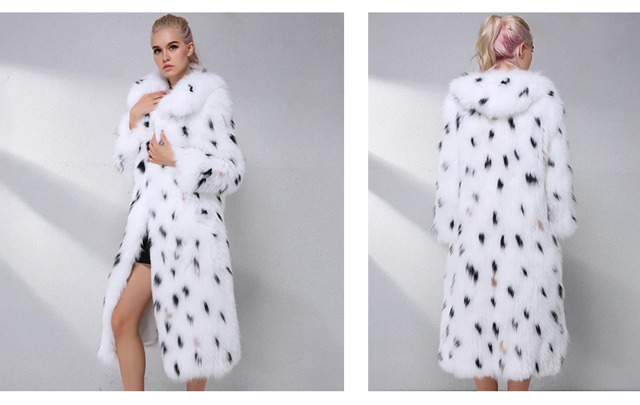 JEPLUDA Мягкая Женская Шуба Натуральный Мех Лисий Реальный с Leopard Print Длинная Молодежи Меховые Пальто Женское Зимнее Из Лисица Настоящий Зимние Меховая Шуба Песец Для Женщины Шуба Из Лисы