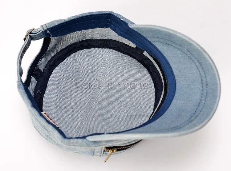 High Quality Casual Denim Vintage Zipper Washed Flat Army Cap Military Hat for women and Man Free Shipping H083 | Тематическая
