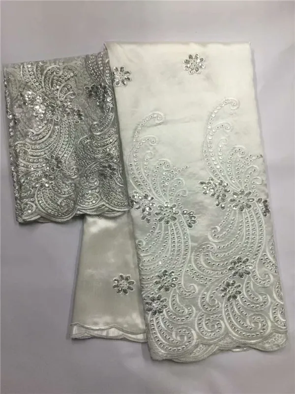 

Fashion Red African george Lace fabric 2017 High Quality satin george lace with sequins for women dress 5yards + 2yardsNet lace
