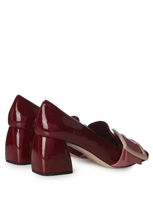 5cm Hoof Heel Women Pumps Mixed Colors Square Toe Buckle Lady Shoes Patent Leather Office Slip-On for Woman Tenis Feminino | Обувь