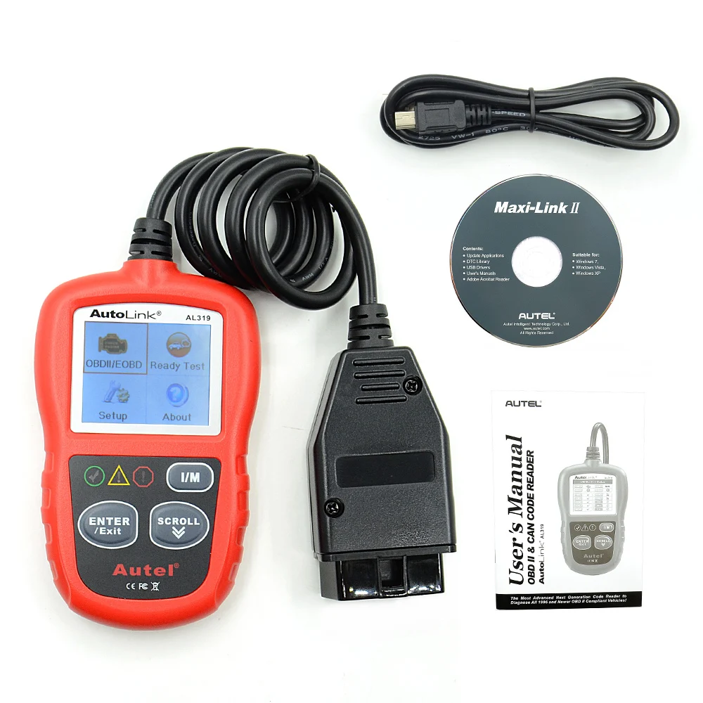 Autel OBD2 и Can считыватель кодов Авто Link AL319 автомобильный сканер диагностический
