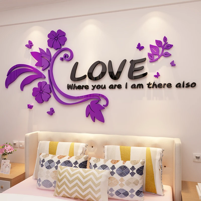 Акриловые 3D наклейки на стену цветок для гостиной/спальни дивана фоновое