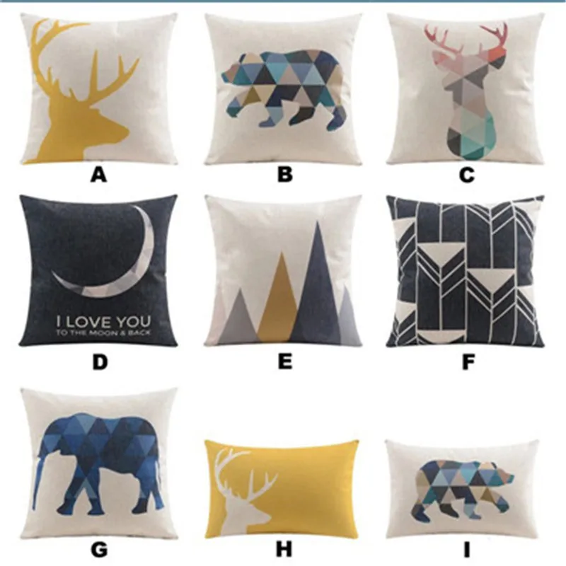 Сельская Классическая креативная черно белая решетчатая Подушка с оленем чехол