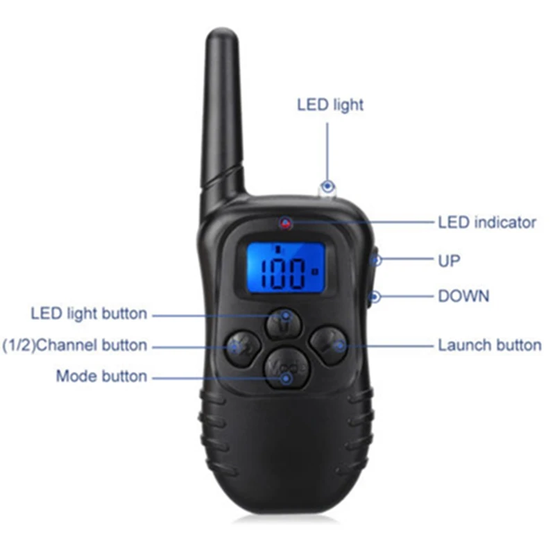 Pet Dog Training Collar Waterproof Rechargeable LCD 100LV Electric shock vibration remote training dog accessories 4 Mode | Дом и сад