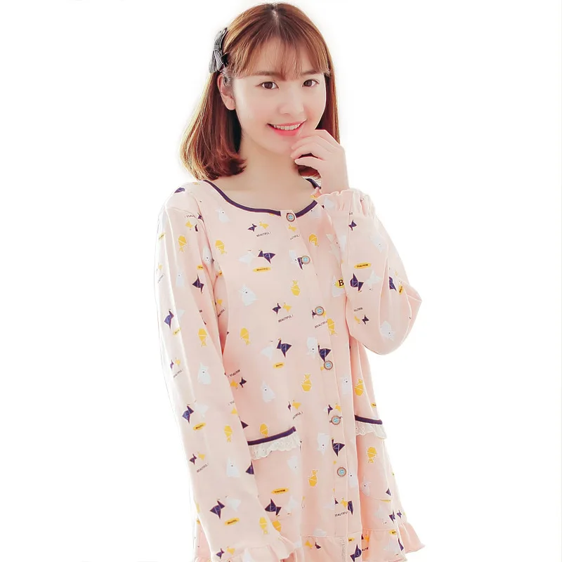 Мягкая весенне осенняя летняя одежда для сна из хлопка беременных Пижама