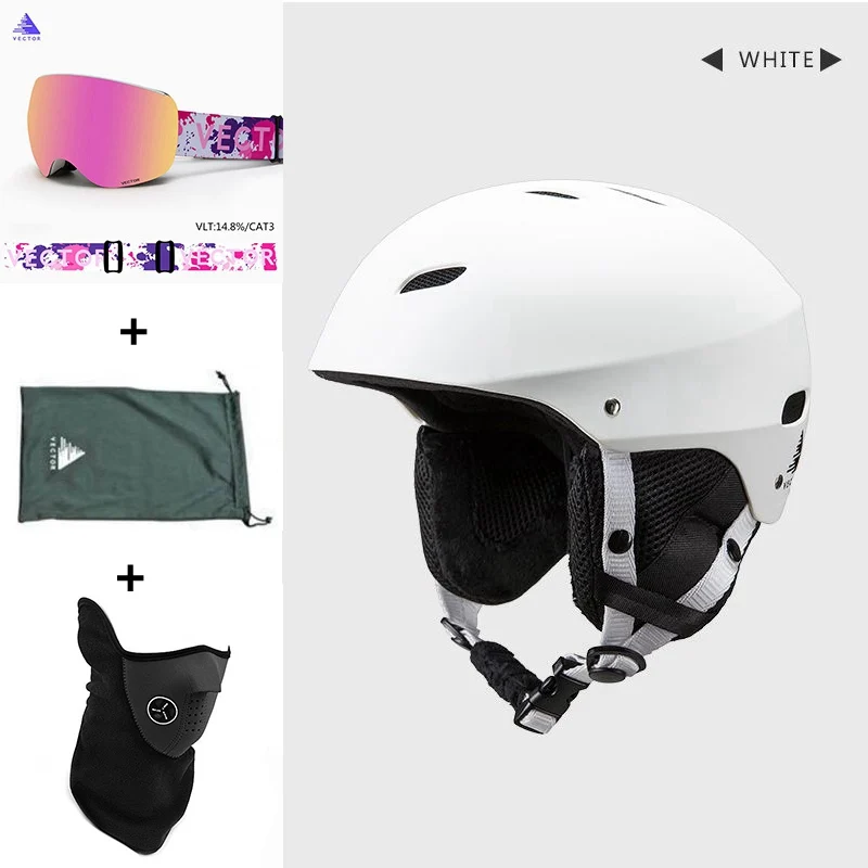 White 3 Set Для мужчин Для женщин Регулируемый защитный для катания на лыжах под открытым небом шлем для катания на коньках зимних видов спорта Для женщин Сверхлегкий Катание на коньках для катания на сноуборде Лыжный Спорт велосипед велосипедный шлем Casco Ciclismo - Цвет: White 3 Set