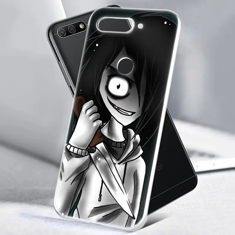 anime jeff the killer soft silicone phone case for huawei honor 20 20i 10 9 8 lite 8x 8c 8a 8s 7s 7a pro view 20 fashion cover free global shipping