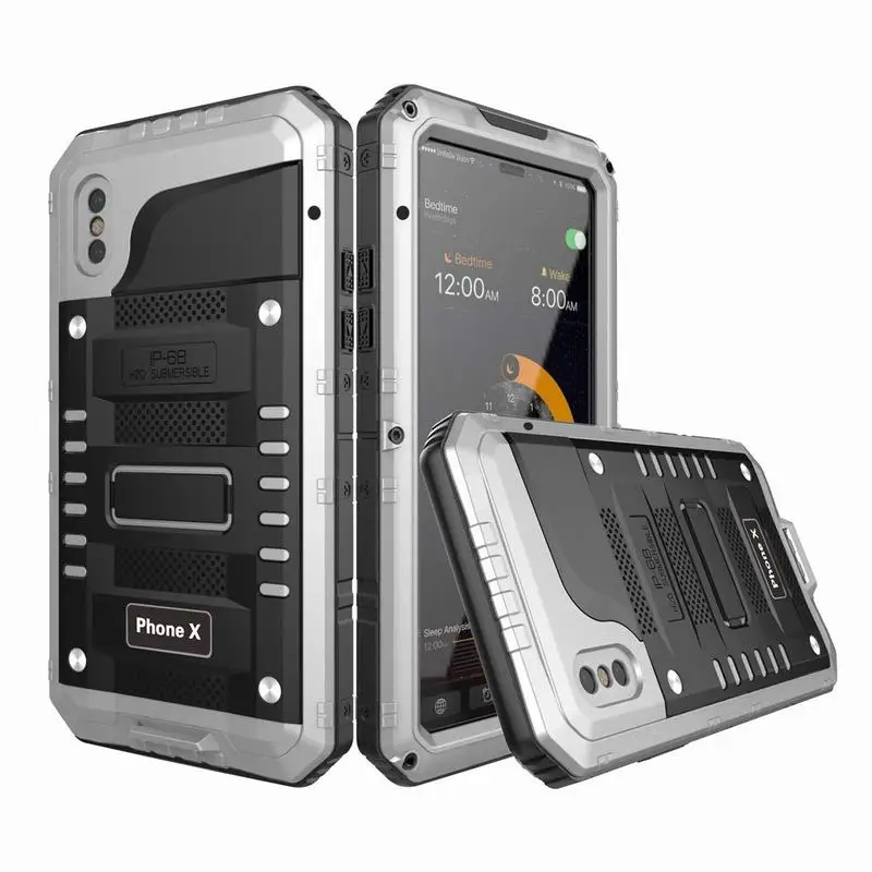 Ascromy для iPhone X чехол сверхпрочный защитный чехол для iPhone X 10 8 7 6 6S Plus IP68 водонепроницаемый противоударный чехол - Цвет: Серебристый
