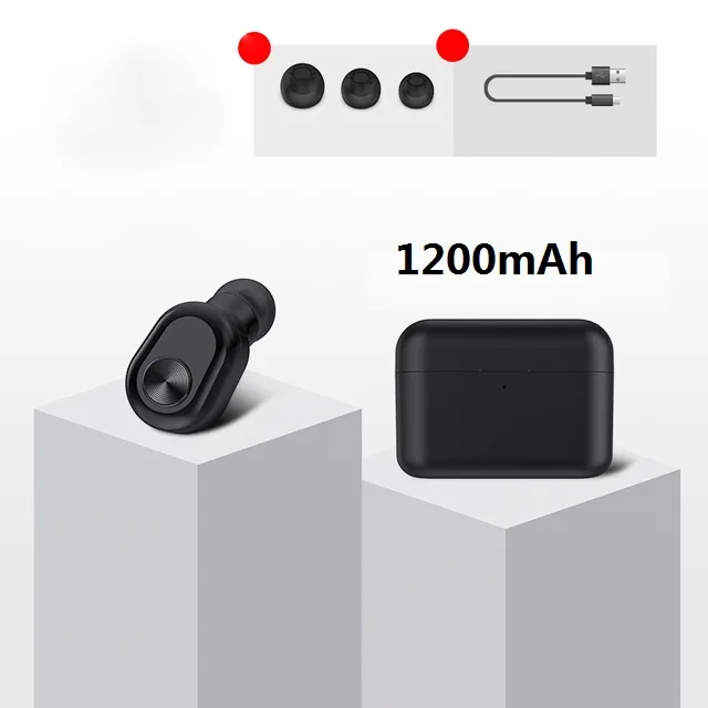 Black 1200mAh BL1 мини-наушники-вкладыши, беспроводные наушники с одним ухом, Bluetooth 150 часов, длительное время ожидания, музыка HiFi, стерео наушники с зарядным устройством 2200 мАч - Цвет: Black 1200mAh