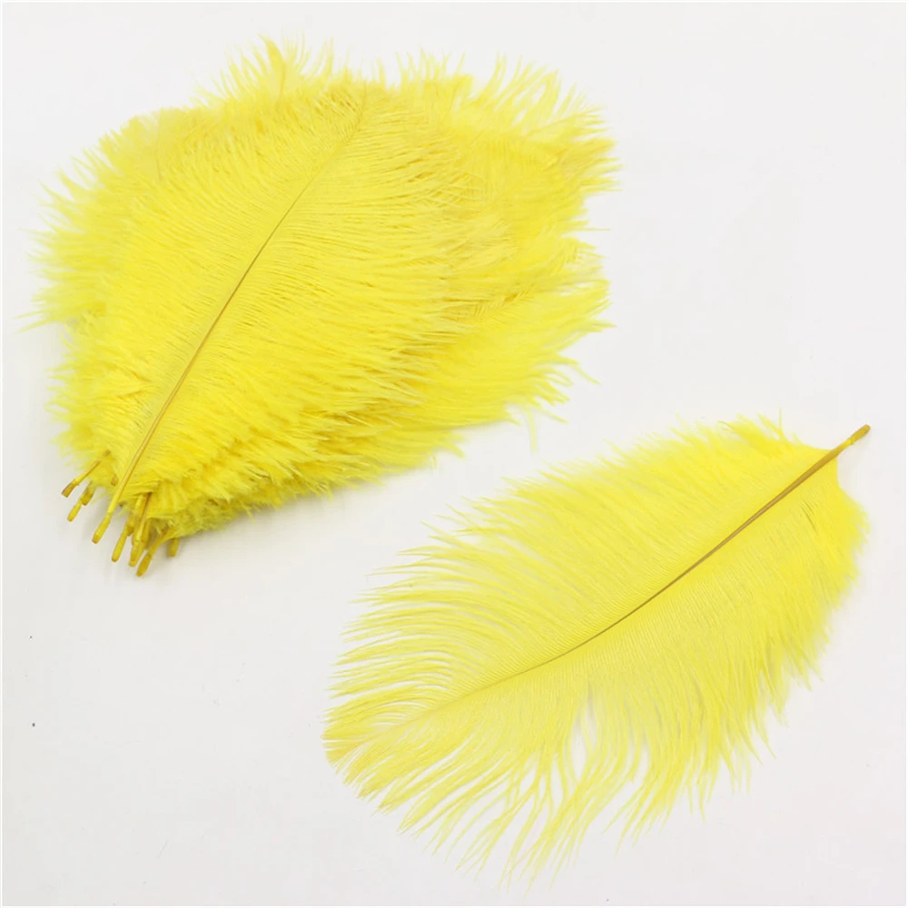 Желтые Страусиные перышки 15 20 см свадебные украшения вечерние декоративные