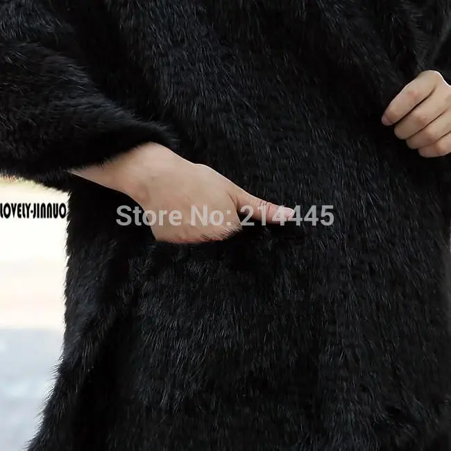 Новые поступления 2019 100% натуральная норковый меховой плащ пуловер чёрный