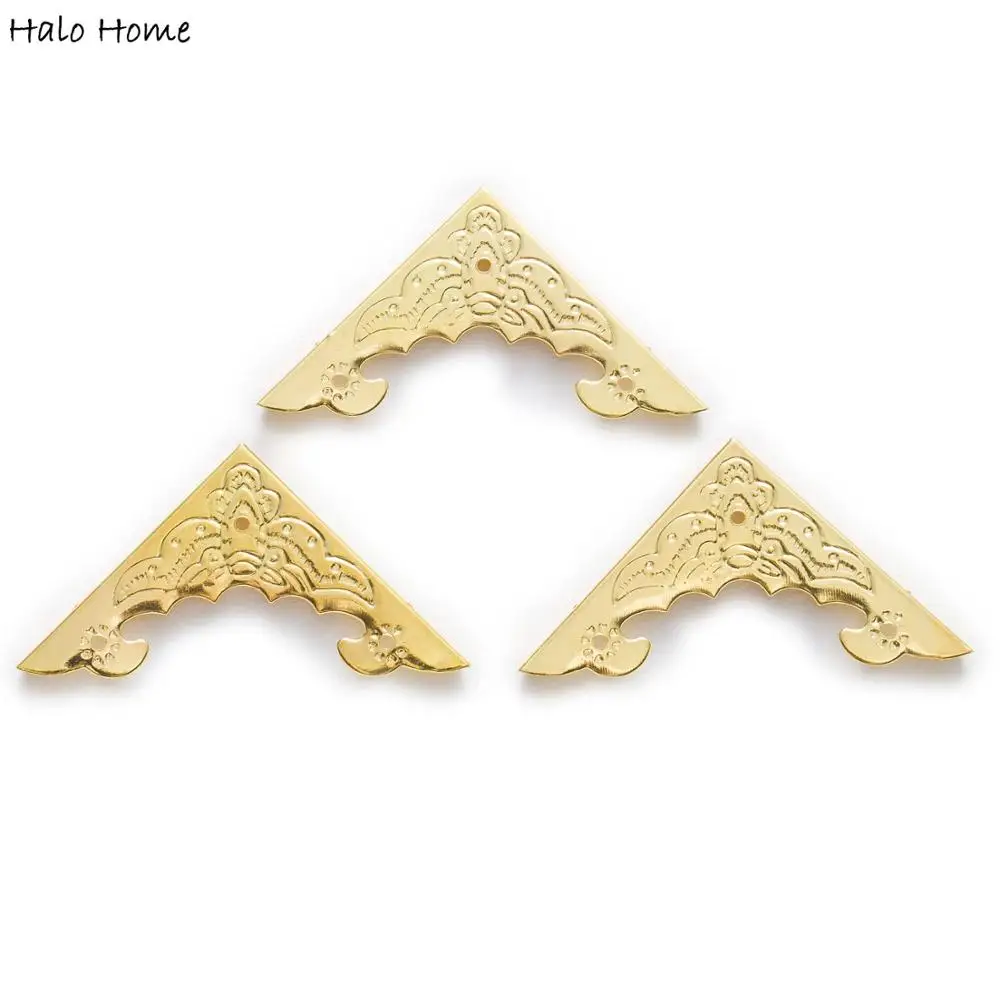 Gold Color 10 шт 2 цвета Резные книги Скрапбукинг альбомы папки коробка вина деревянный чехол декоративный воротник уголок 57x40 мм(1 1/" - Цвет: Gold Color