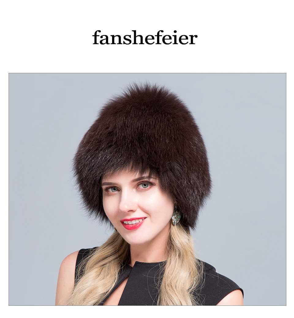 Fanshe Frauen Hut Fuchspelz Hut Weiblichen Ohr Warme Winter Muss Naturliche Silber Fuchspelz Frauen Winter Hut Gestrickte