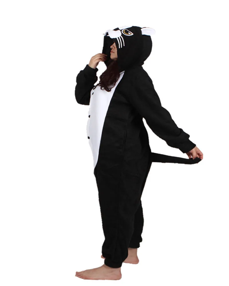 Черная пантера комбинезоны костюм для сна унисекс Пижама взрослых с леопардовым