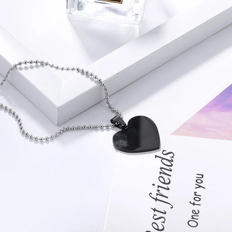 Black Индивидуальные фото имя ожерелье из нержавеющей стали выгравировать ID Dog Tag сердце кулон цепь для женщин ювелирные изделия индивидуальный подарок - Окраска металла: Black