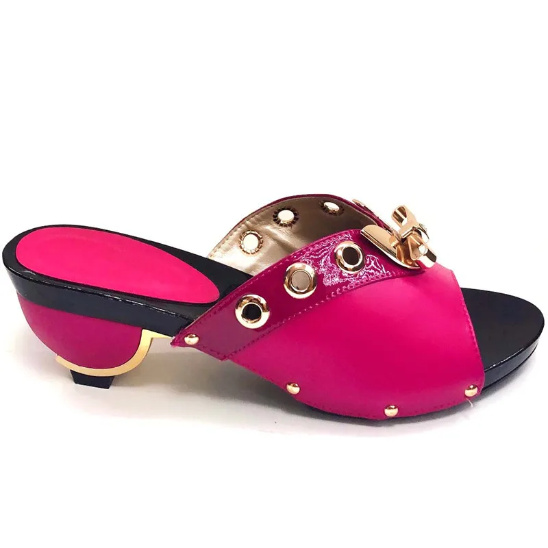Элегантные женские туфли тапочки цвета фуксии Дизайнерская обувь в африканском