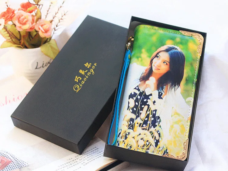 Private custom exclusive DIY wallet female long zipper gift bag handbag photos picture free print customized personality wallet