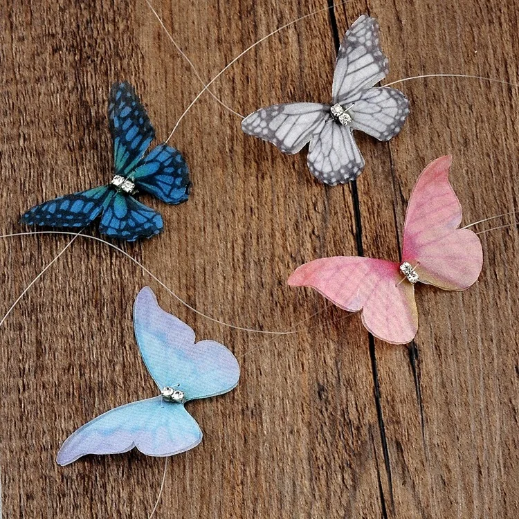 Бабочка Рыбацкая леска невидимое ожерелье Шея Марля стерео двойная бабочка