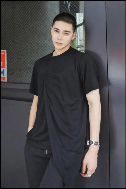 

S-6XL!!Original hairstylist male clothing short sleeve fashion handsome personality design sense thin Korean version T-shirt