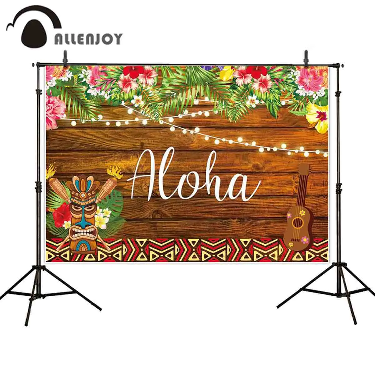 Allenjoy photography background brown wood violin aloha flowers plants photographic backdrop photo studio photocall photophone |