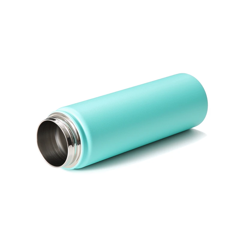 turquoise Спортивная бутылка для воды с широким горлышком с двойными стенками из нержавеющей стали с вакуумной изоляцией, уличная бутылка для напитков, сохраняющая долгий Мороз/горячее предложение - Цвет: turquoise