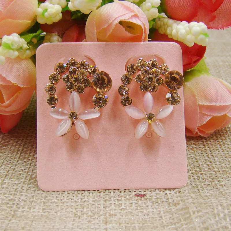 Оптовая продажа розовая бумажная упаковочная карта для серьги тег милый