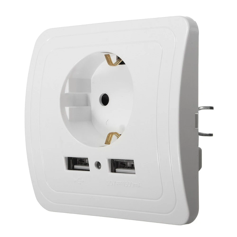 Настенный адаптер для зарядки с двумя USB-портами 2 А электрическая розетка