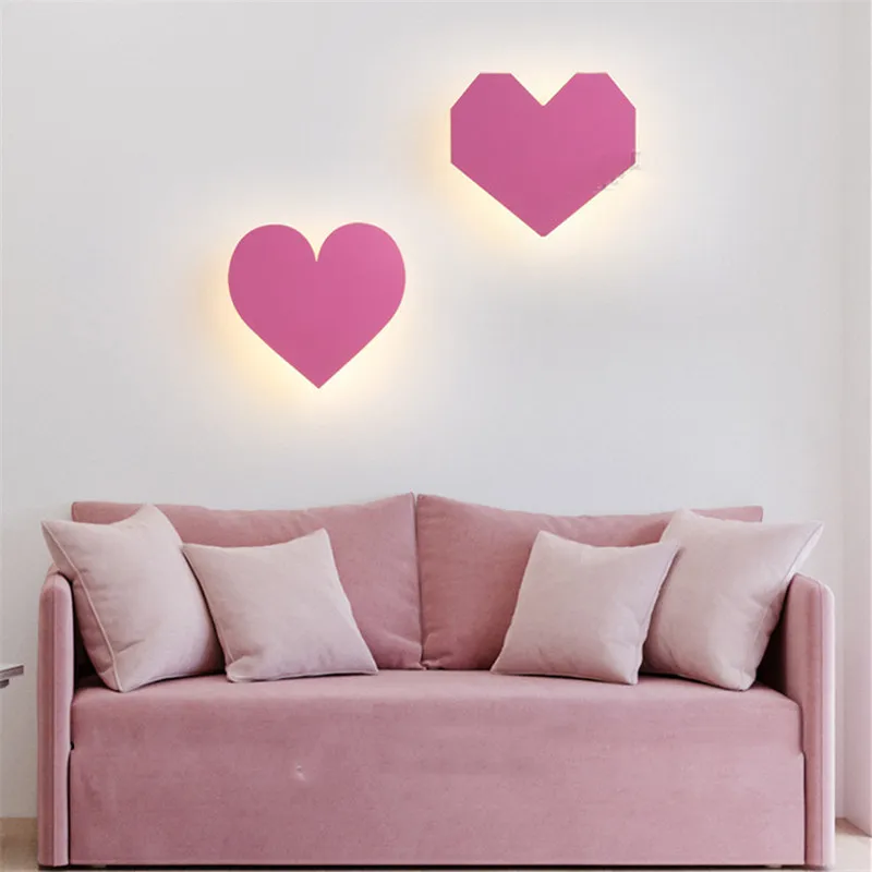 Современный милый романтический розовый светодиодный настенный светильник в