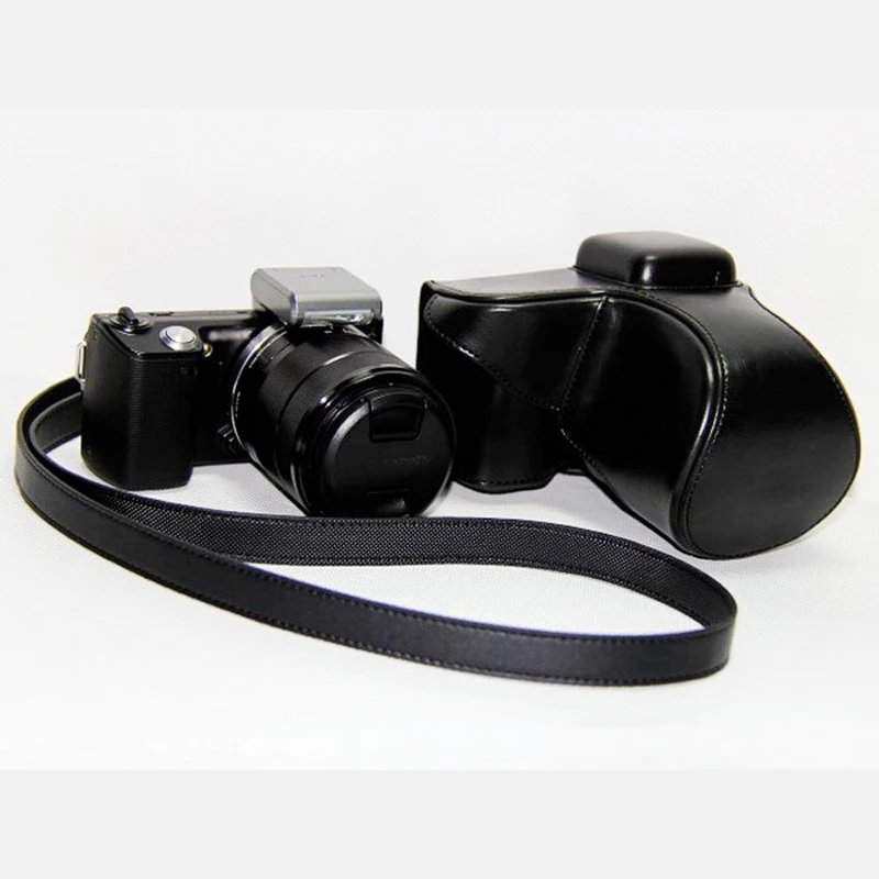 Из искусственной кожи Камера чехол сумка чехол для планшета Lenovo sony Альфа NEX-5T NEX-5R NEX-5N NEX 5/5 T 5C NEX5R NEX5N фирменнй переходник для объектива Canon 18-55 мм объектив