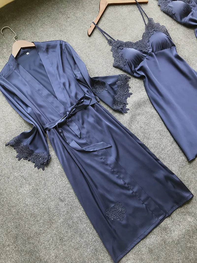 Женская атласная пижама BZEL Nighties шелковая Домашняя одежда кружевной домашний