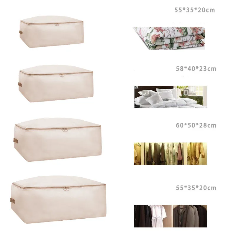 4pcs Khaki 4 шт./компл. Складная Сумка-хранилище Антибактериальный Стёганое Одеяло Одежда Шкаф для одежды шкаф для хранения коробки для носков игрушка разное Органайзер для сумки - Цвет: 4pcs Khaki