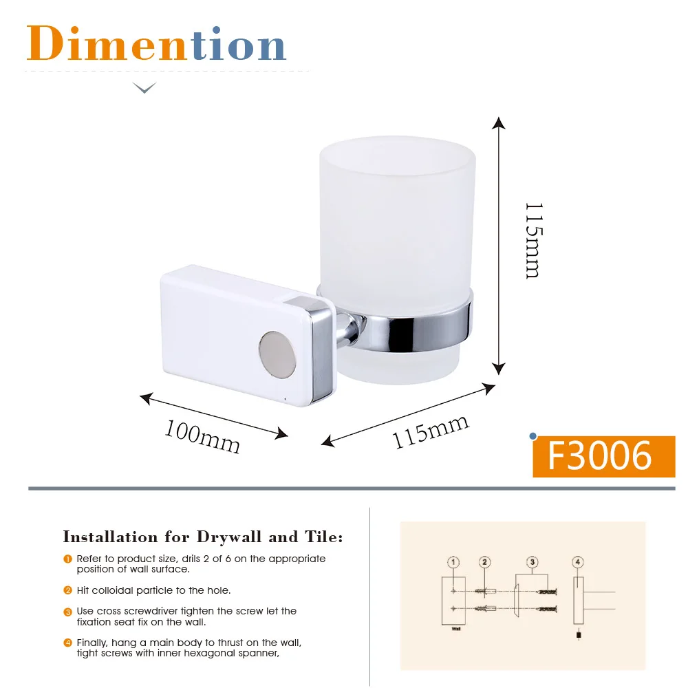 CRW держатель зубной щетки для стеклянного стакана стаканов с крюком настенное