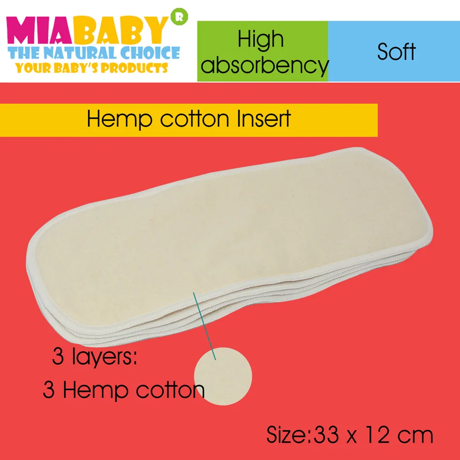 Miababy 5 шт. из мягкой натуральной высокая впитываемость NB конопли Пеленка из ткани, хлопка вставка