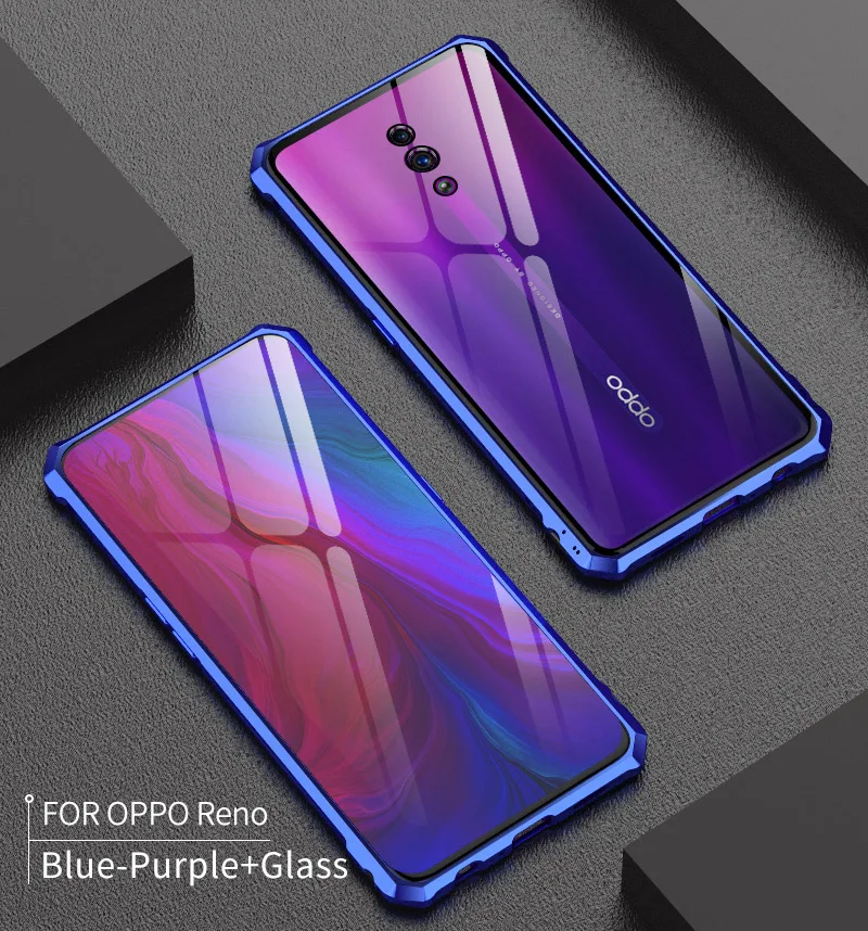 Для OPPO Reno 10x zoom чехол для телефона Роскошный прозрачный чехол из закаленного стекла с металлической рамкой жесткий чехол s для OPPO Reno чехол Fundas