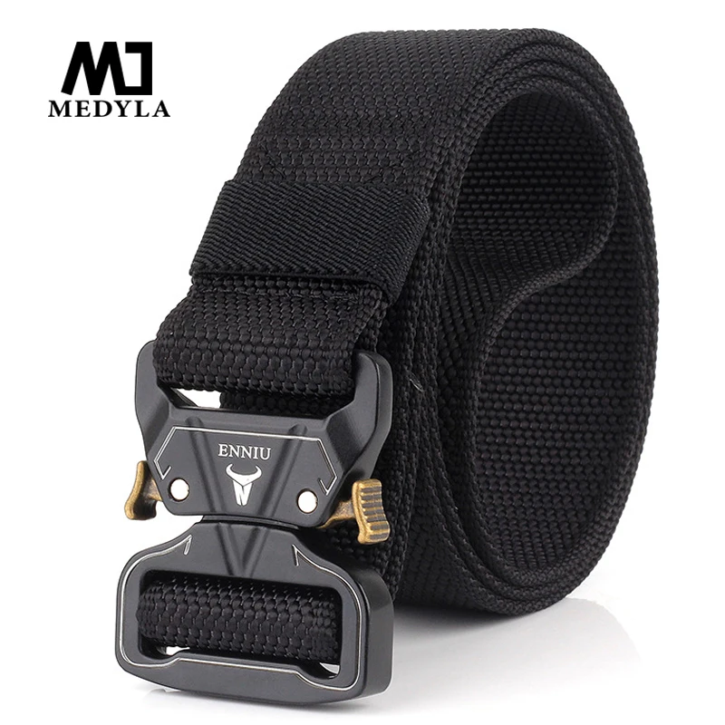 MEDYLA Tactical Belts Nylon Military Waist Belt with Metal Buckle Adjustable Heavy Duty Training Waist Belt Hunting Accessories
