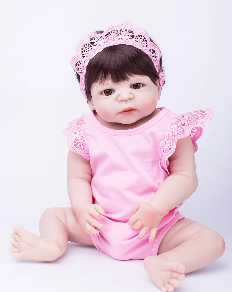 22&quot Full Body Silicone Bebe Reborn Girl Doll 55cm Vinyl Newborn Baby Toddler Princess Lovely Birthday Gift Waterproof Bathe Toy | Игрушки