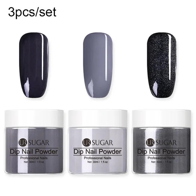 3pcs set 5 Ur Sugar дизайн ногтей погружение ногтей порошок система Комплект градиентный Французский ногтей натуральный сухой голографический блеск эффект без лампы лак гель - Цвет: 3pcs set 5