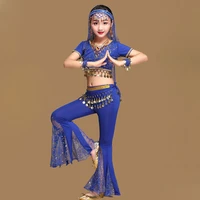 2018 sari dancewear children indian outfits bollywood clothing belly dance costume set 5pcs top belt pants veil hair hoop
