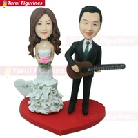 guitar wedding cake topper personalized wedding cake topper bobble head groom playing guitar cake topper guiatr wedding topper g