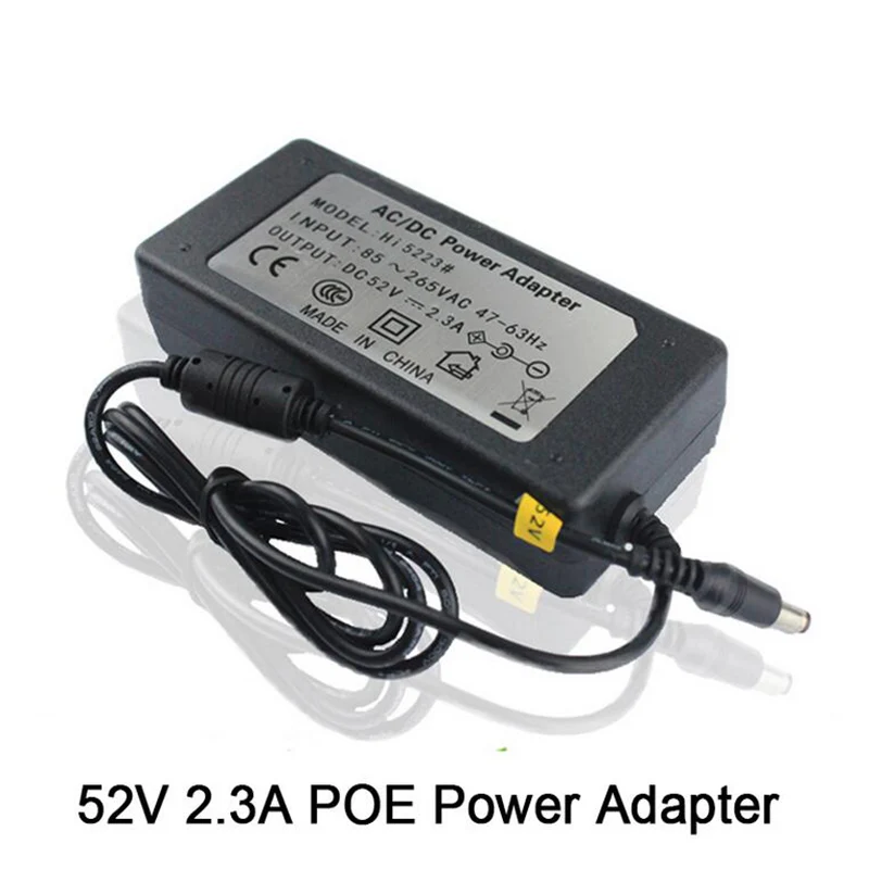 Абсолютно 52 в 2.3A AC/DC POE адаптер питания для POE переключателя высокого качества EU, US, AU штекер можно выбрать