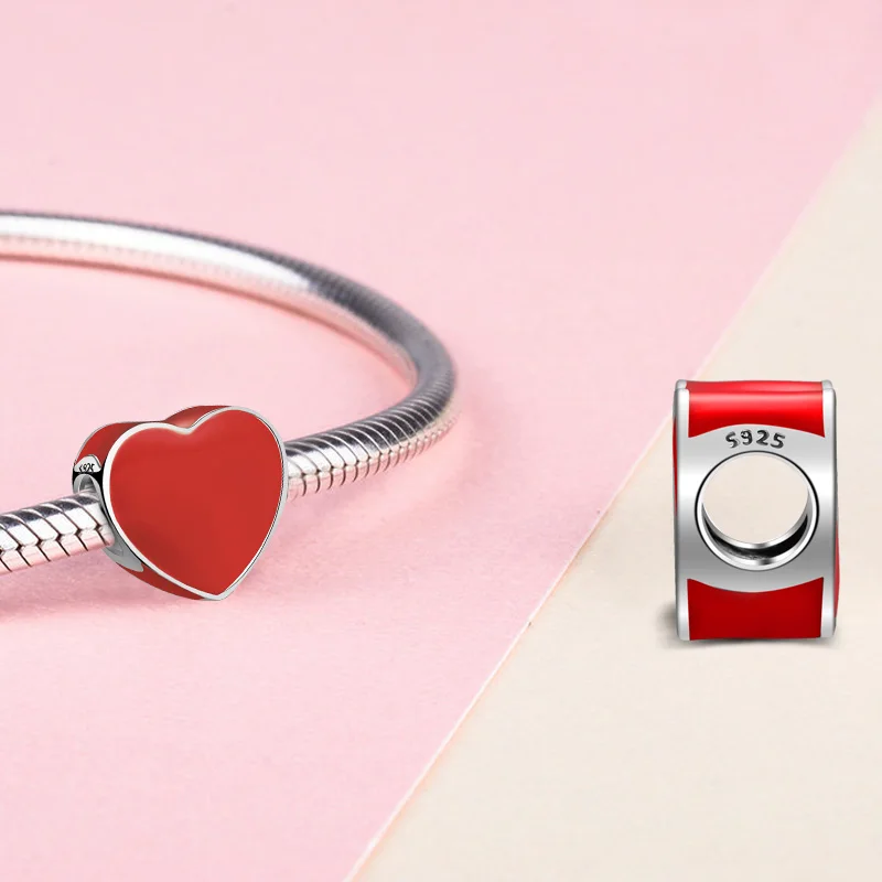 DALARAN Love Charms серебро 925 пробы красные бусины подходит для шарма сделай сам браслет