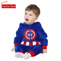 baby romper captain america costume long sleeve 3m 24m boys girls clothes warm velvet jumpsuit boys outwear clothes yaoyao bear