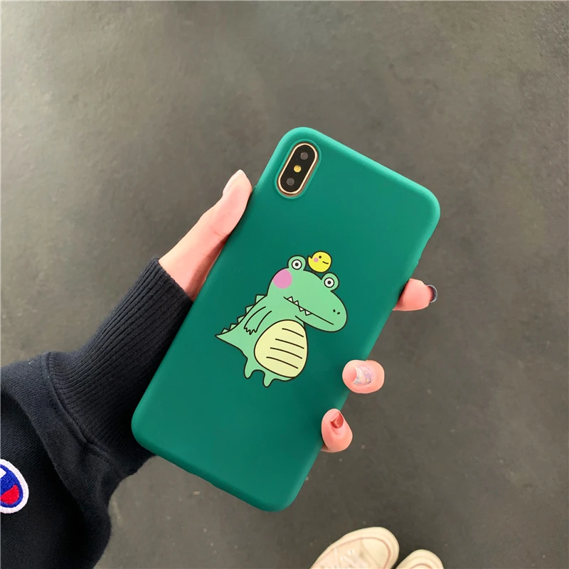 Cute cartoon dinosaur pure color soft shell phone Case For Apple iphone 6 6s 7 8 Plus X XS XR MAX |