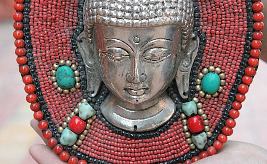 8 &quotтибетский серебряный коралловый бирюзовый Shakyamuni татхагата Будда на стене |